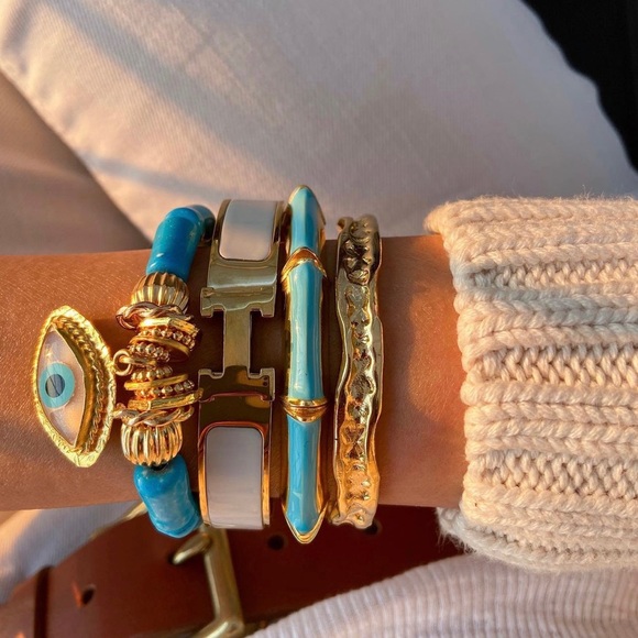 Cuff Lilac Bracelet | Handcrafted 22K Gold Tone | Enameled Luxury Jewelry - Picture 7 of 11